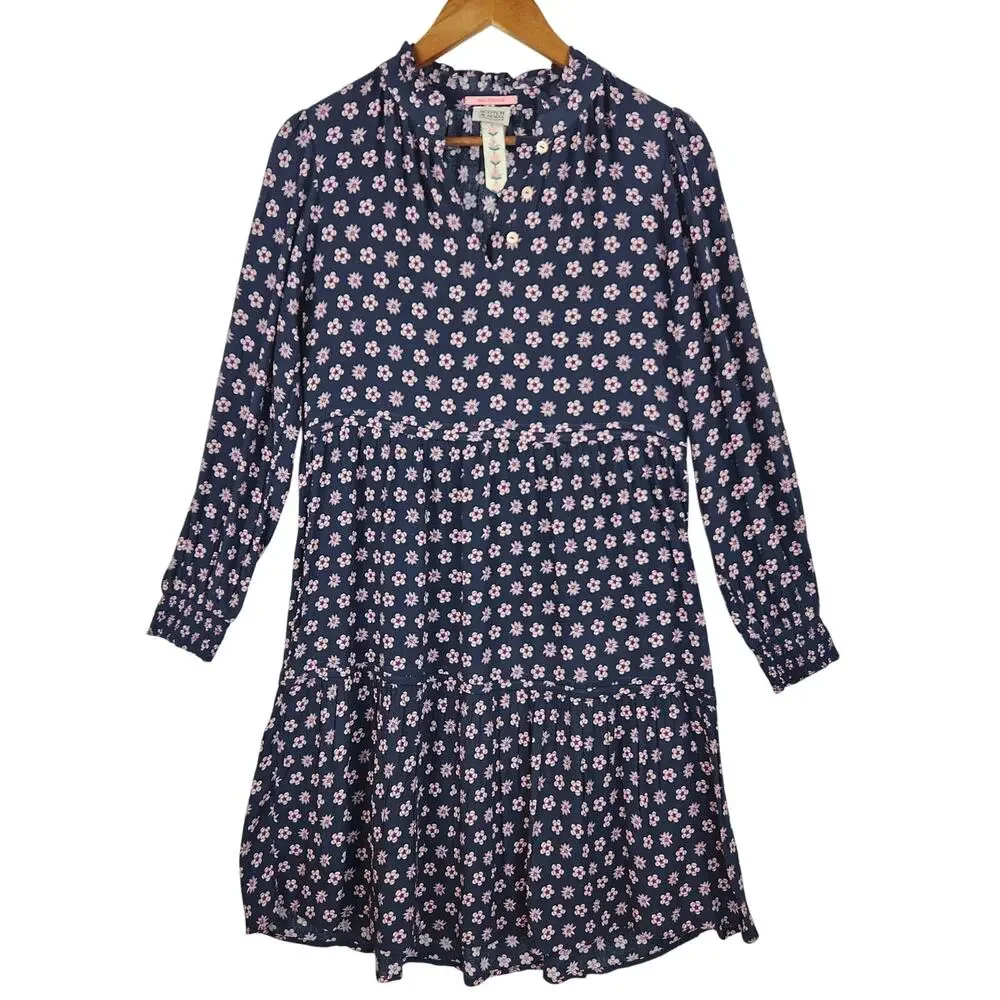 Scotch & Soda Dress Girls SZ 14 Park In Bloom Floral Maxi Dress Blue Long Sleeve